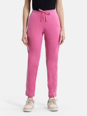JOCKEY 1301 Super Combed Cotton Elastane Stretch Solid Women Pink Track Pants