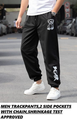 Yobdel Printed Men Black Track Pants