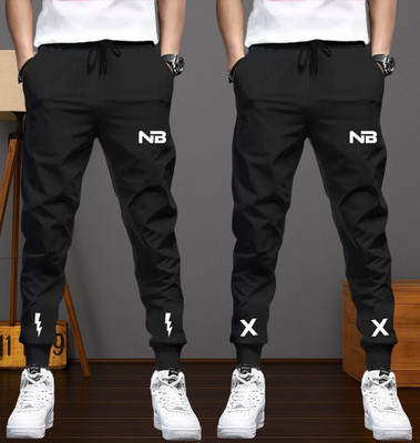 NB NICKY BOY Printed Men Black, Black Track Pants