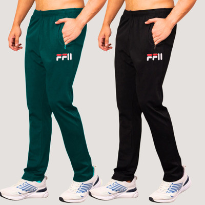 RK Costing Self Design Men Black, Dark Green Track Pants