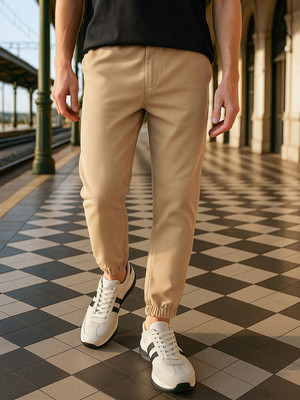 BEWAKOOF Solid Men Brown Track Pants