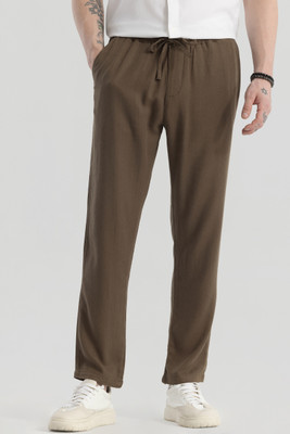 Snitch Solid Men Brown Track Pants
