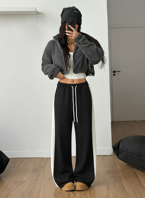 Dockstreet Solid Women Black Track Pants