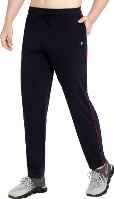 ROCKCENT Sportswear Stretchable Casualwear Cottn Trackpant side Zipper Pockets Solid Men Blue Track Pants