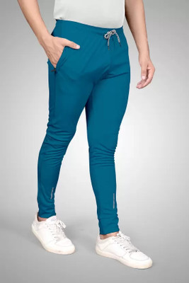 A K FASHION Self Design Men Light Blue Track Pants