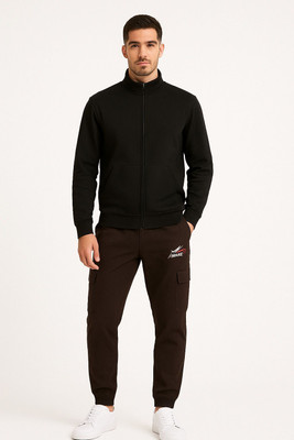 Teecaso Solid Men Dark Blue Track Pants