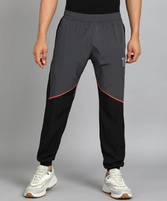 YUNEK Colorblock Men Grey, Black Track Pants
