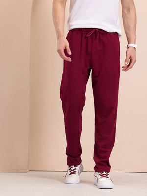 Mast & Harbour Solid Men Maroon Track Pants