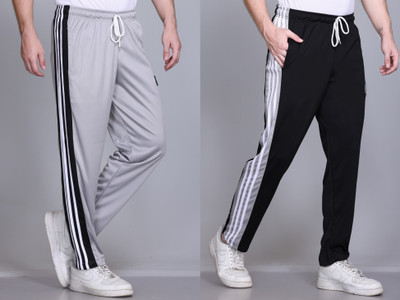 HVBK Striped Men Black, Grey Track Pants