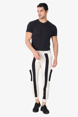 Mindsart Trending Colorblock Men White Track Pants