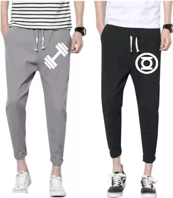 YFB Printed Men Black, Grey Track Pants