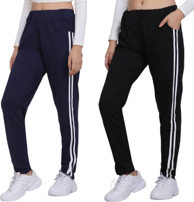 EXOLACE Striped Women Black, Blue Track Pants