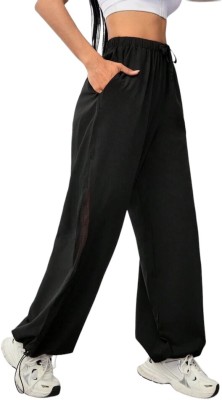 saahasam Solid Women Black Track Pants