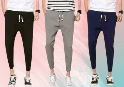 bfb Solid Men Black, Grey Track Pants