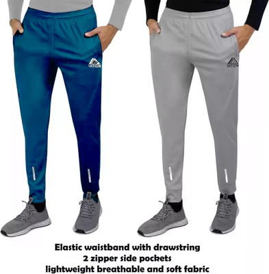 Iation Self Design Men Grey, Blue Track Pants