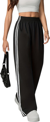 Dockstreet Solid, Striped Women White Track Pants
