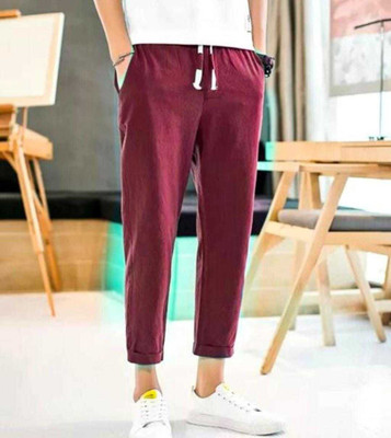 DHOISE Solid Men Maroon Track Pants