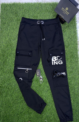 Mindsart Trend Printed Men Black Track Pants
