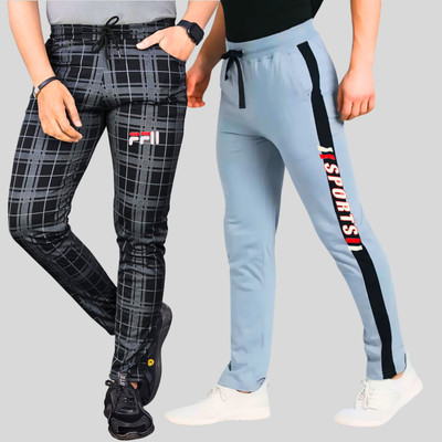 RK Costing Checkered Men Grey, Black Track Pants