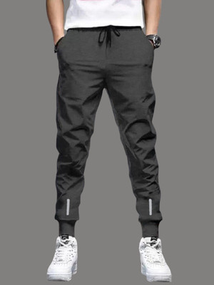 ask Solid Men Grey Track Pants