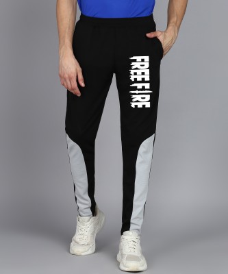 bfb Printed, Colorblock Men Black Track Pants