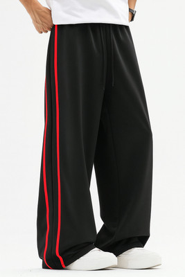 coastal clothier Striped Men Black Track Pants
