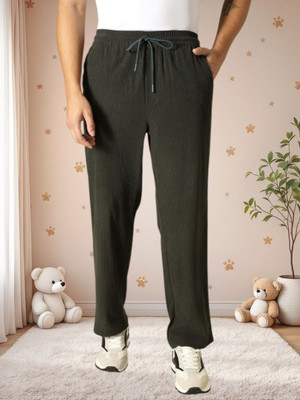Kesaria Textile Company Solid Men Dark Green Track Pants