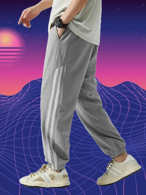 Kesaria Textile Company Striped Men Grey Track Pants