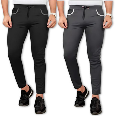 Venner Solid Men Black, Grey Track Pants