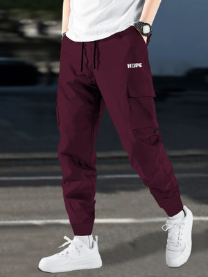 BLIVE Solid Men Maroon Track Pants