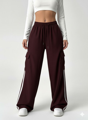 Skyfly Solid Women Maroon Track Pants