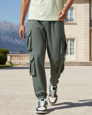 BEWAKOOF Solid Men Grey Track Pants