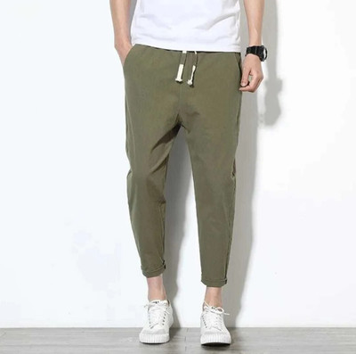 GLITO Solid Men Green Track Pants