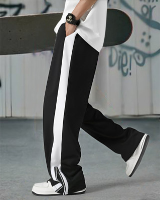 AOOSH Colorblock Men Black, White Track Pants