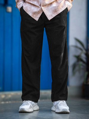 MANIAC Solid Men Black Track Pants