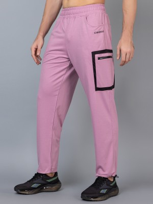CHKOKKO Solid Men Pink Track Pants