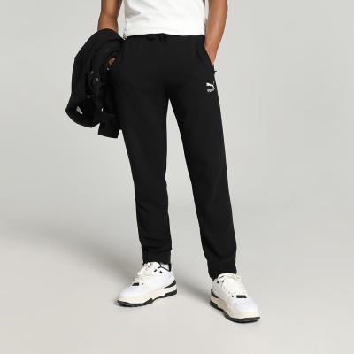 PUMA Classics Jacquard Solid Men Black Track Pants