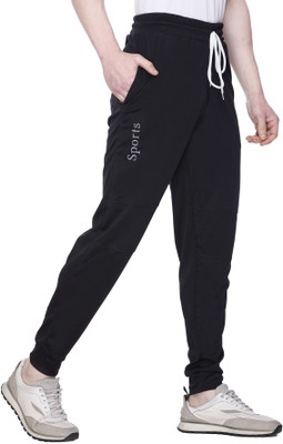 HVBK Solid Men Black Track Pants