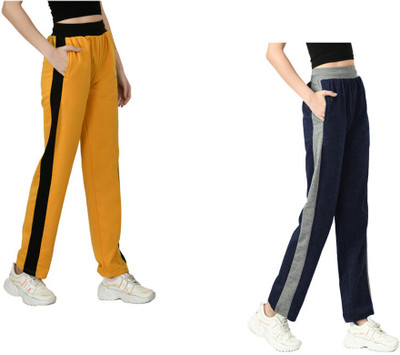 Indistar Colorblock Women Yellow, Dark Blue Track Pants