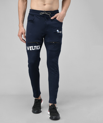 Veltick Solid Men Dark Blue Track Pants