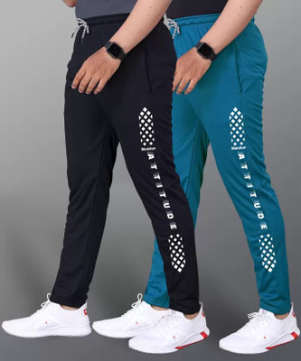 Malakar Printed Men Black, Blue Track Pants