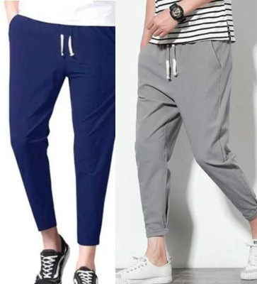 TIARA WORLD Solid Men Blue, Grey Track Pants