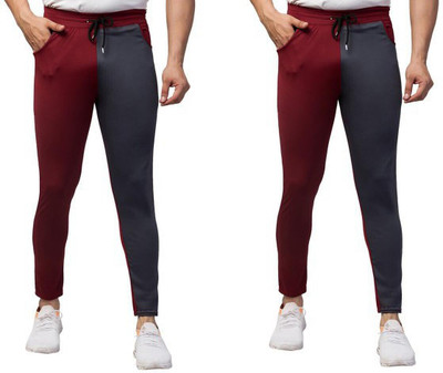 Kashmir thead Colorblock Men Grey, Maroon Track Pants