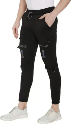 Mindsart Trend Self Design Men Black Track Pants