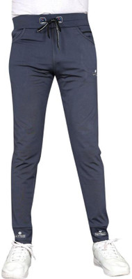 HITTCO Solid Men Dark Blue Track Pants