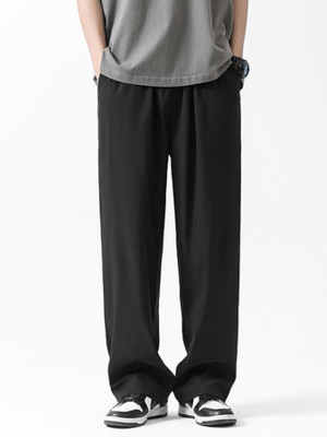 Dockstreet Loose Fit Men Black Trousers