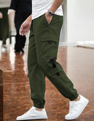 Kesaria Textile Company Solid Men Dark Green Track Pants