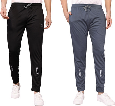 ANAND Printed Men Black, Grey Track Pants