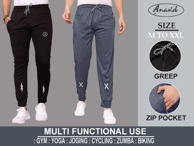 ANAND Solid, Self Design Men Grey, Black Track Pants