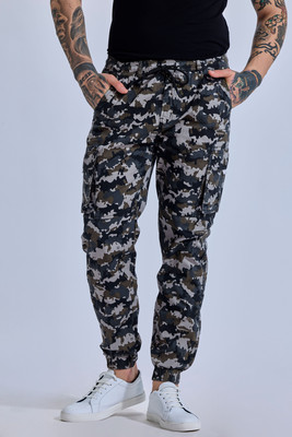 Tribe Printed Men Grey Track Pants